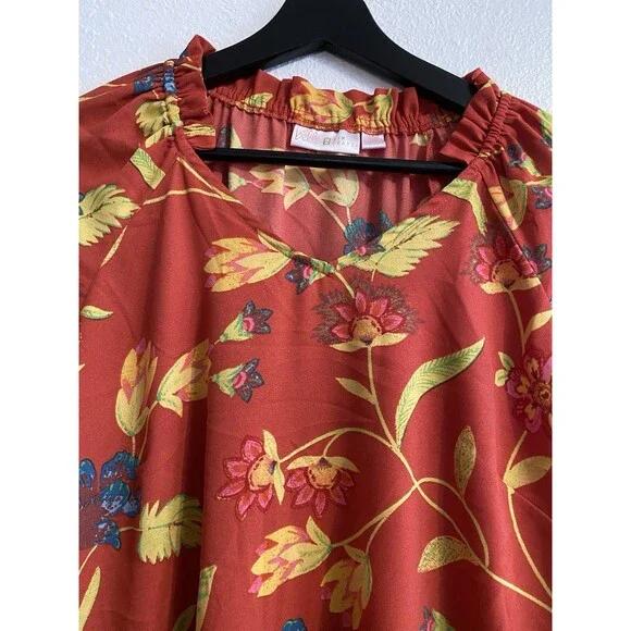 Kim Gravel M Boho Long Sleeve Blouse, Ruffle Cottagecore Bohemian V Neck F14 - Picture 3 of 9